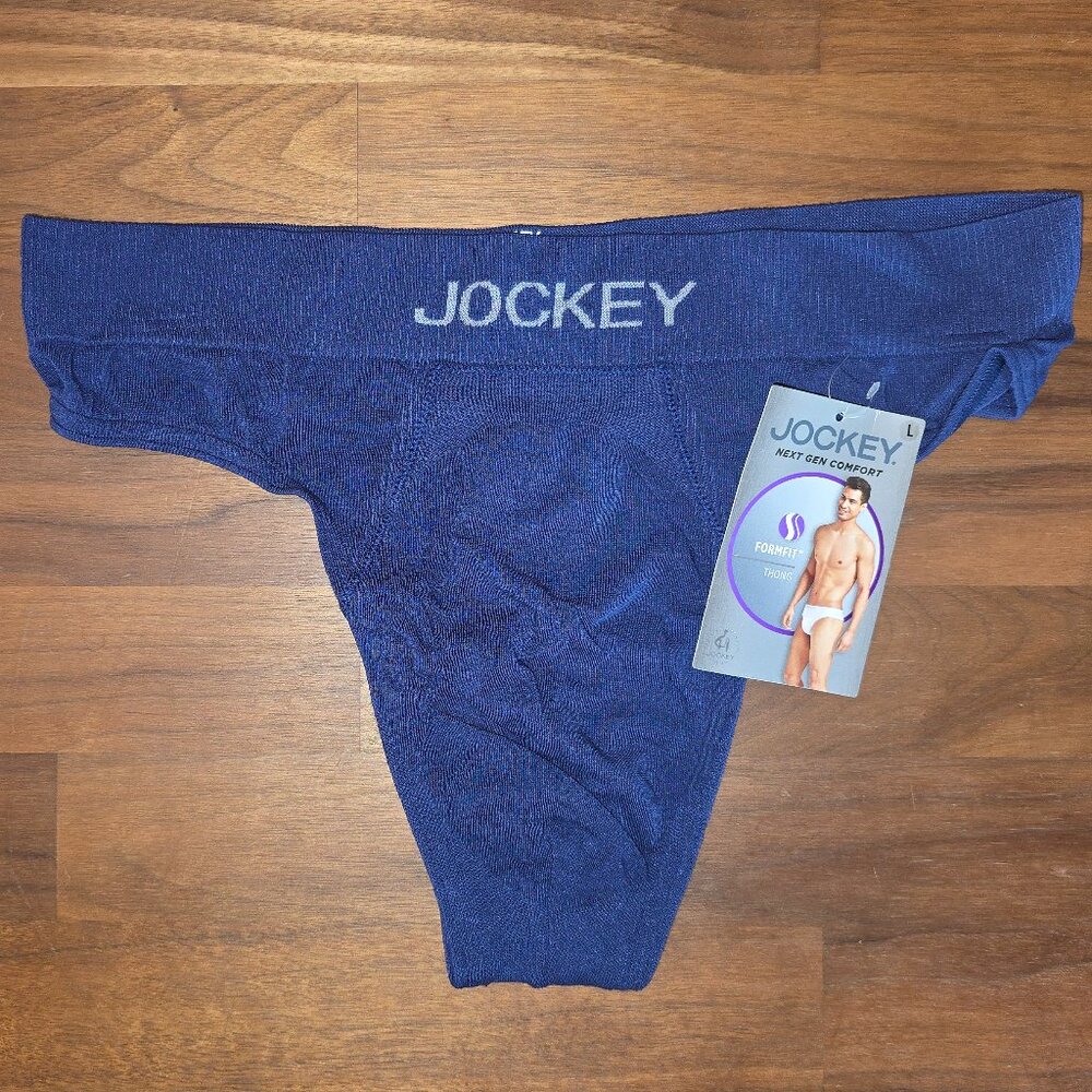 Jockey Men's Underwear FormFit Lightweight Seamfree Thong - Blue - Large - NWT